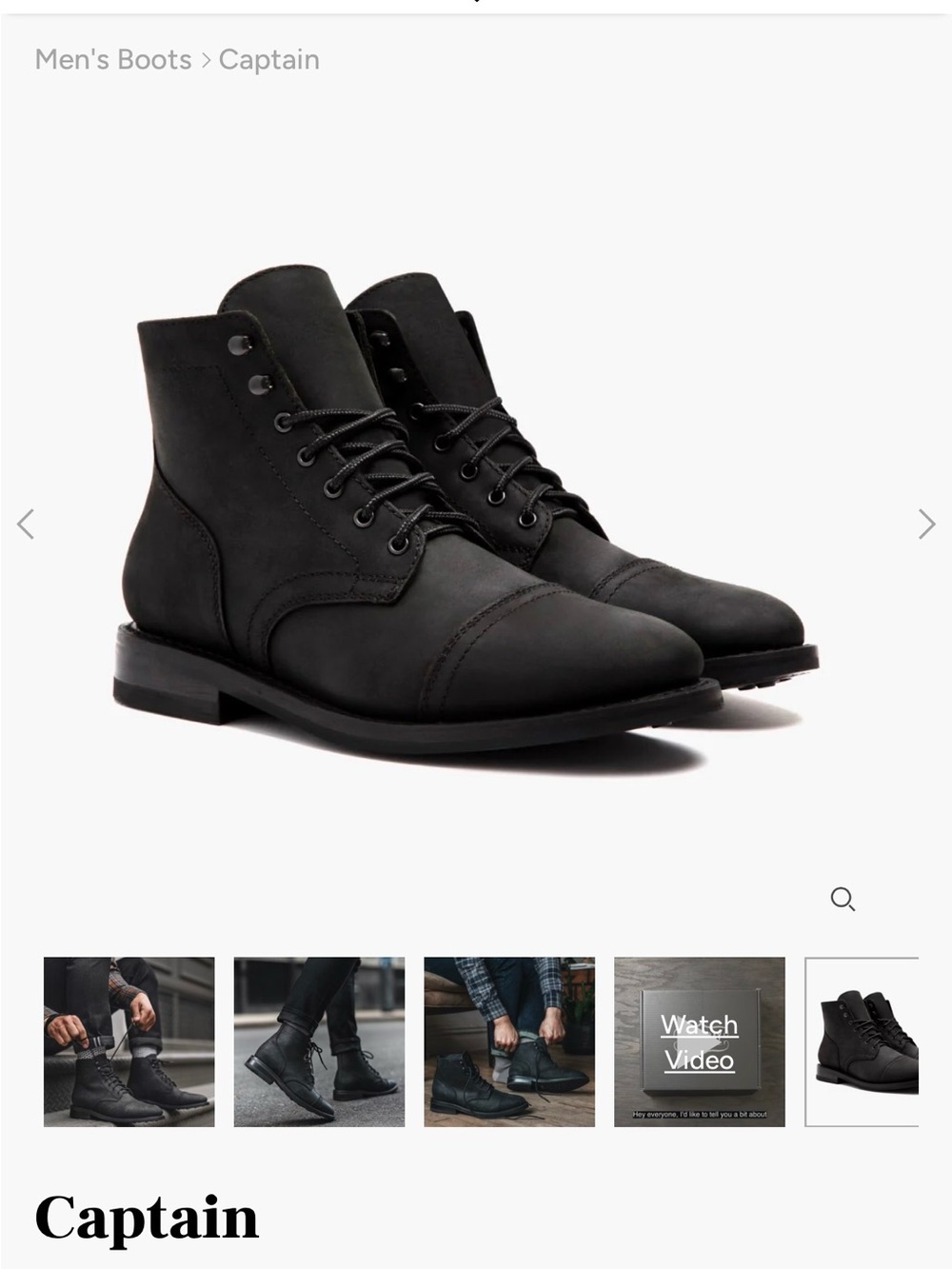 NewCaptain Men's Lace-Up Cap-Toe Boots in Black Matte New Without Tag Never Worn